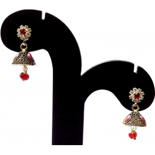 TINY Silver Oxidized Earrings Jhumka Jhumki Jewelry Bollywood Drop Dangle EA194